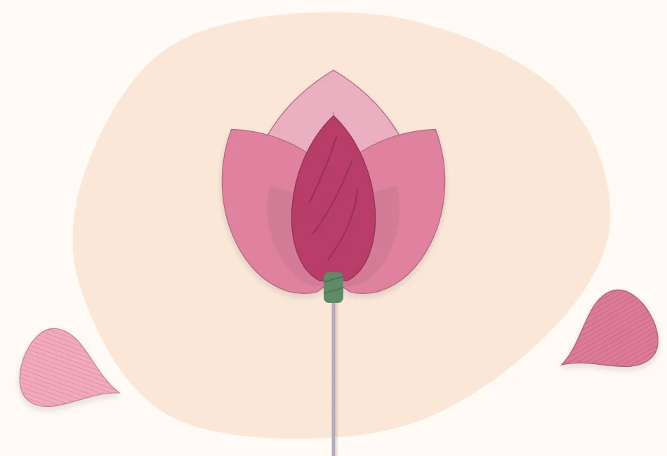 A tight crepe paper rose bud on a wire with the first three petals attached