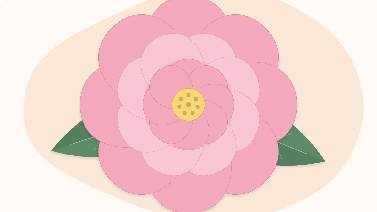 One giant layered paper flower with two large green leaves