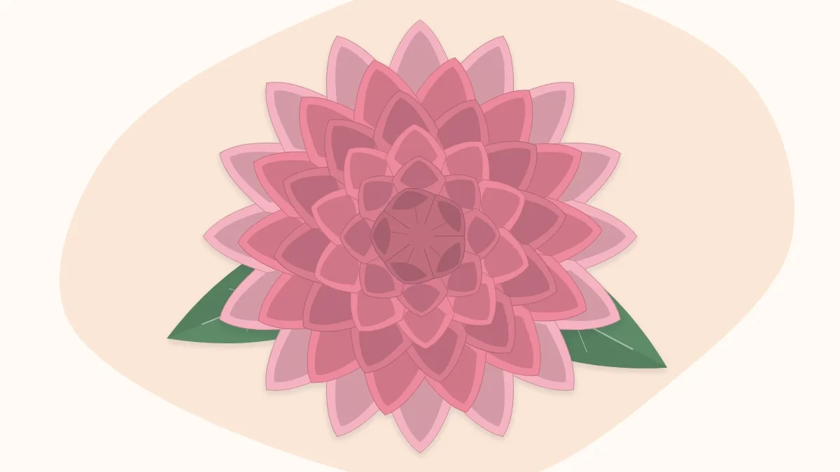 A finished cone-petal paper dahlia seen from the front