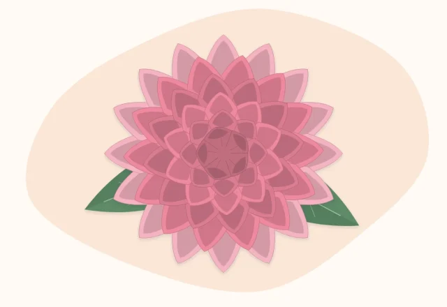 A finished cone-petal paper dahlia seen from the front